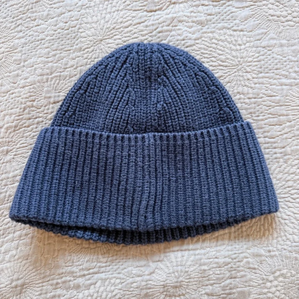 Polo Ralph Lauren Bear Navy Blue Ribbed Knit Toddler Beanie Hat One Size Cotton